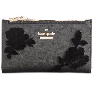 Kate Spade Black Floral Bifold Wallet